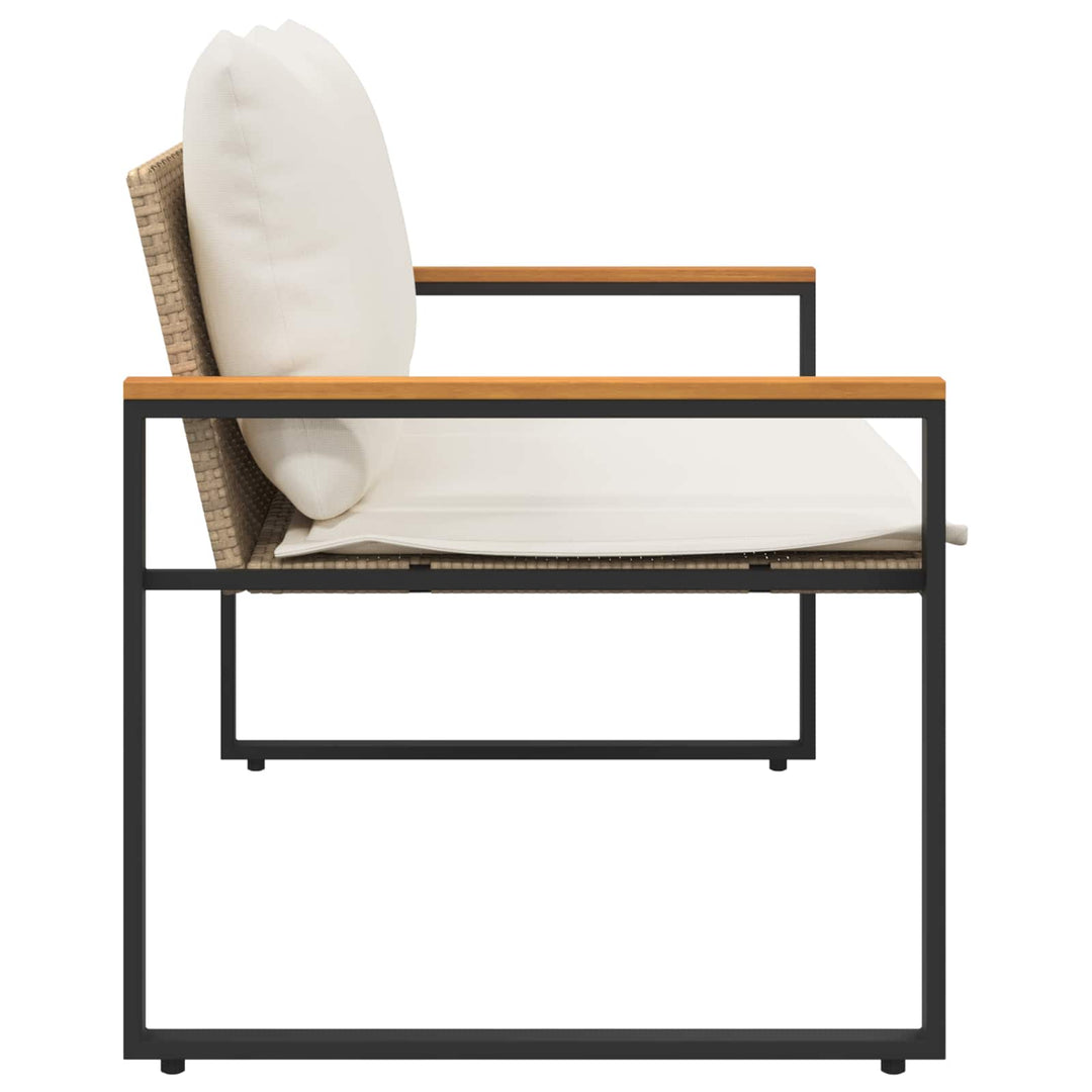 bænk med pude Beige og cremehvid 115 x 65 x 72 cm Rattan
