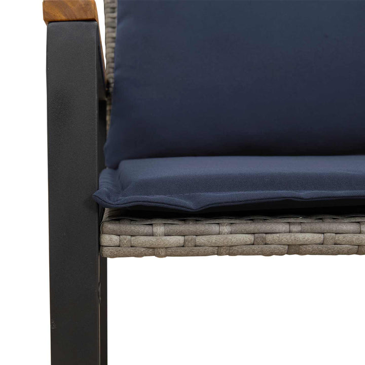bænk med pude Grå og Marineblå 115 x 65 x 72 cm Rattan