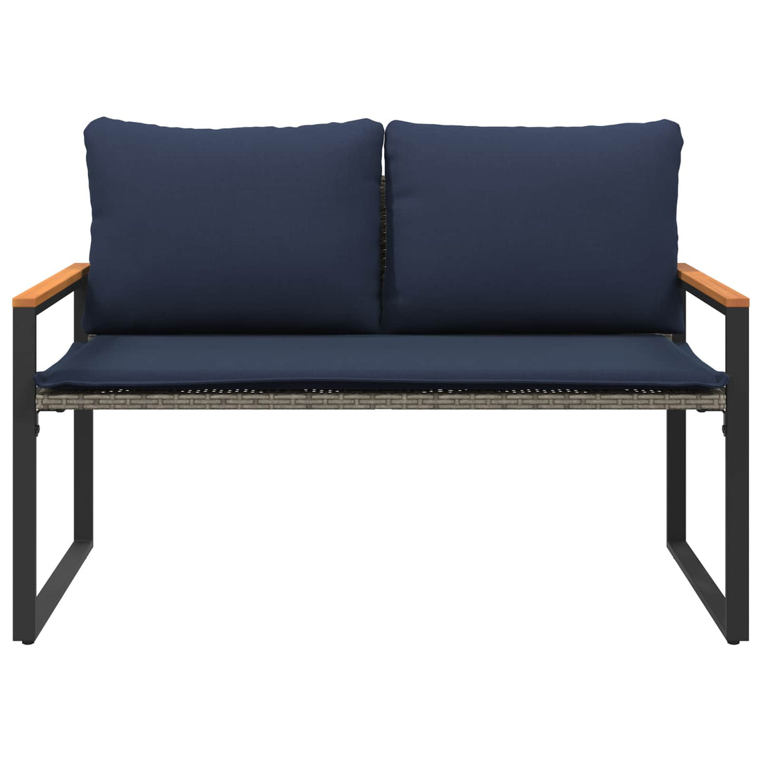 bænk med pude Grå og Marineblå 115 x 65 x 72 cm Rattan
