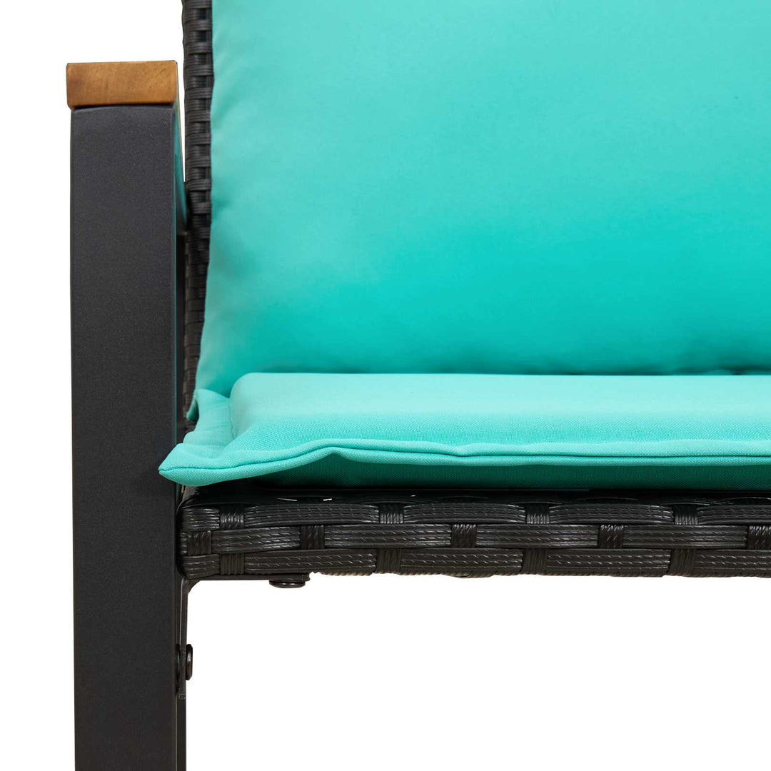 bænk med pude Sort og turkis 115 x 65 x 72 cm Rattan