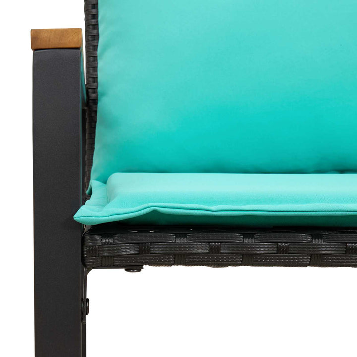 bænk med pude Sort og turkis 115 x 65 x 72 cm Rattan