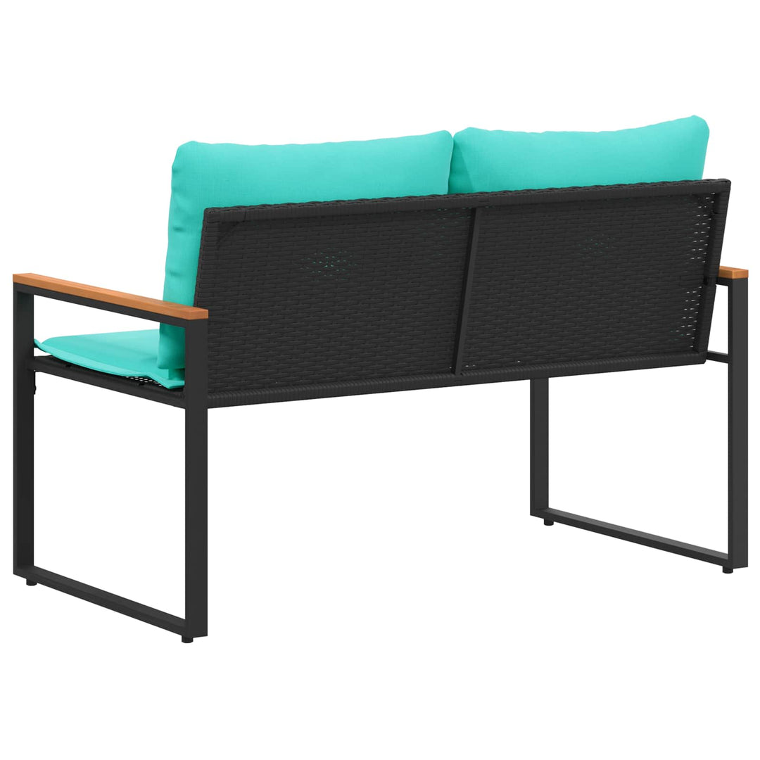 bænk med pude Sort og turkis 115 x 65 x 72 cm Rattan