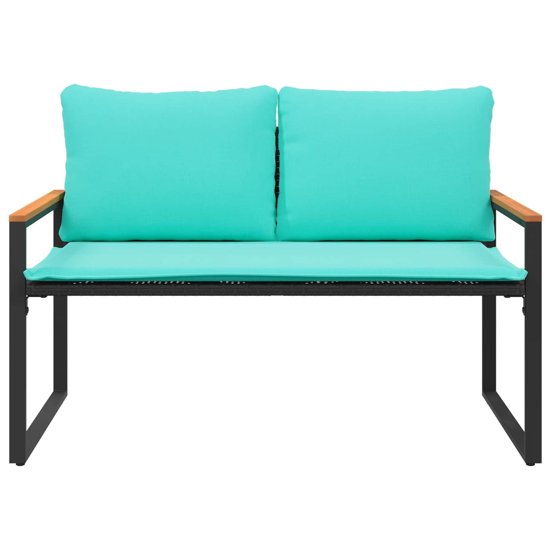 bænk med pude Sort og turkis 115 x 65 x 72 cm Rattan