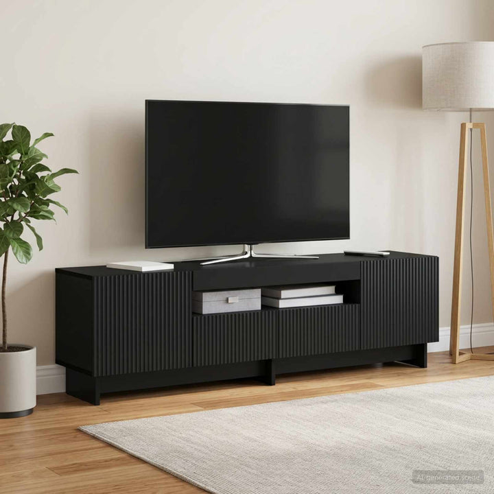 LED TV-skab Sort Konstrueret træ