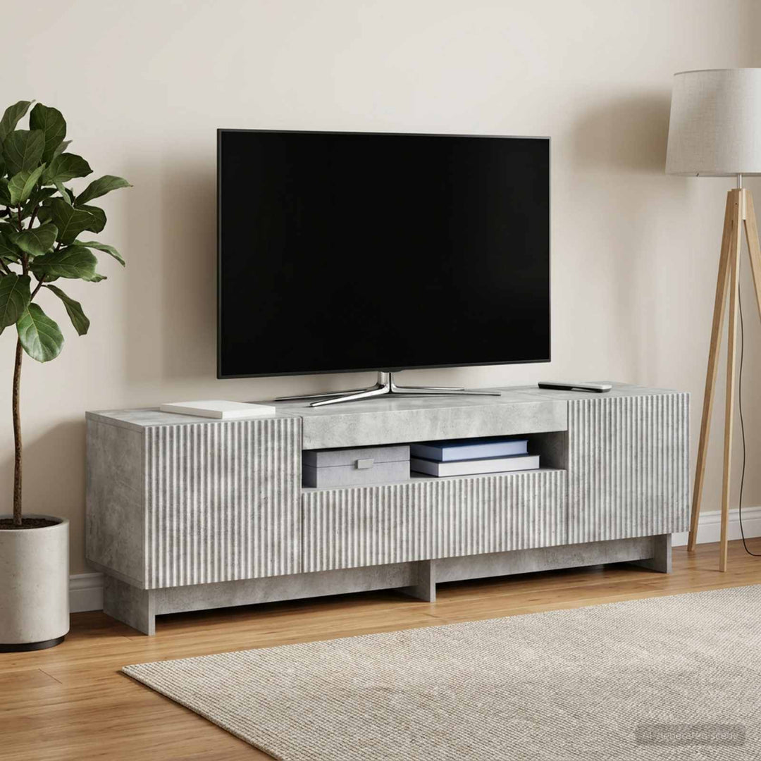 LED TV-skab Betongrå Konstrueret træ
