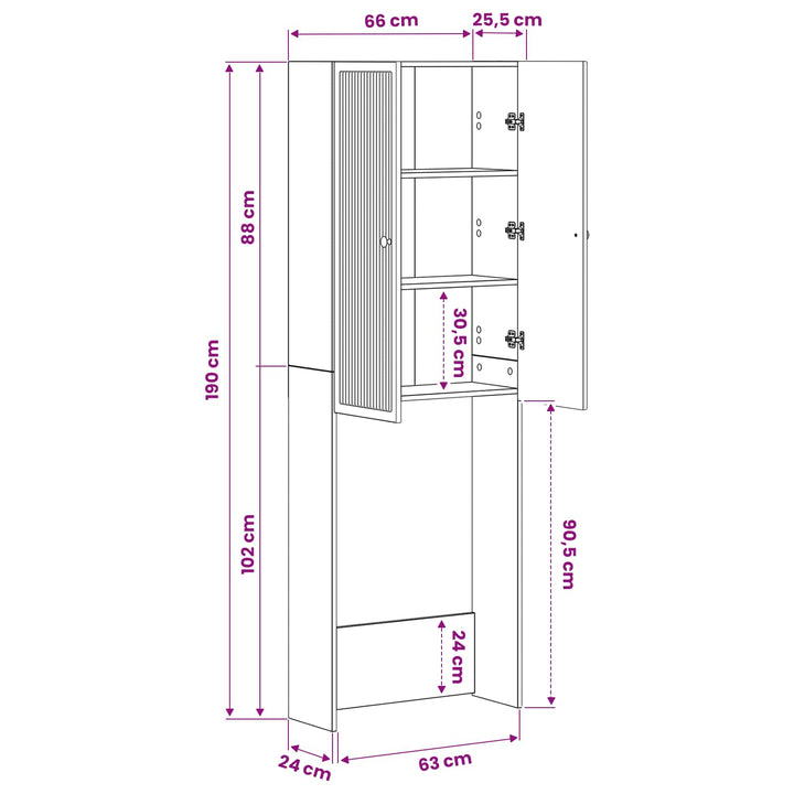 Toilet Skab EDE Gammelt træ 66 x 25,5 x 190 cm Konstrueret træ