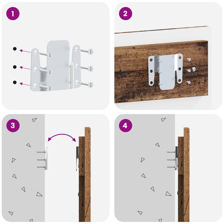 Væghængt hovedgærde EDE Gammelt træ Konstrueret træ