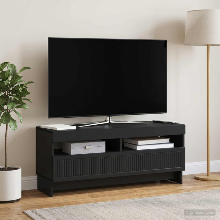 LED TV-skab Sort Konstrueret træ