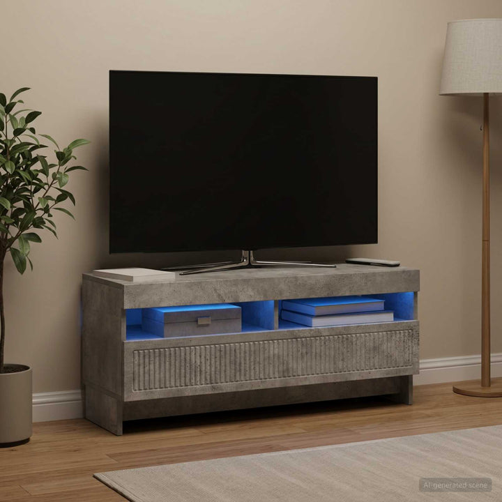 LED TV-skab Betongrå Konstrueret træ