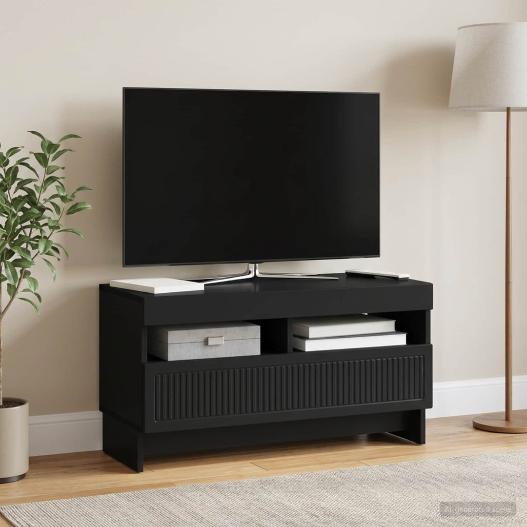 LED TV-skab Sort Konstrueret træ