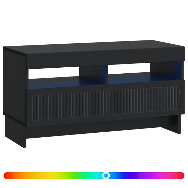 LED TV-skab Sort Konstrueret træ