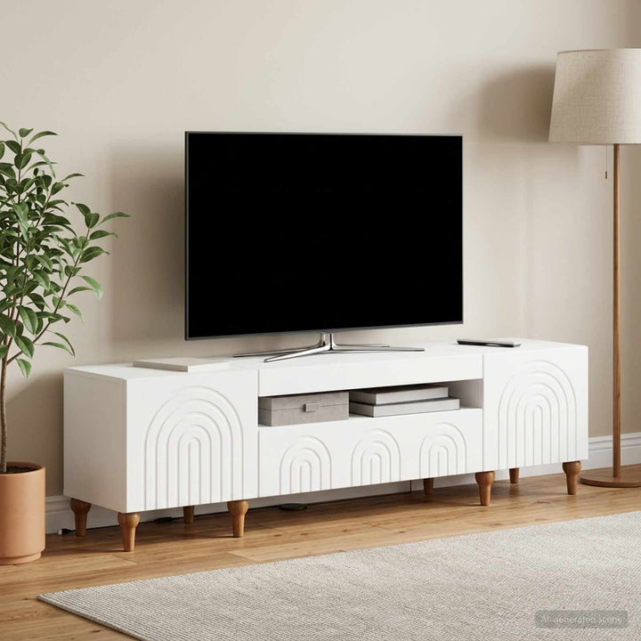 LED TV-skab Hvid Konstrueret træ
