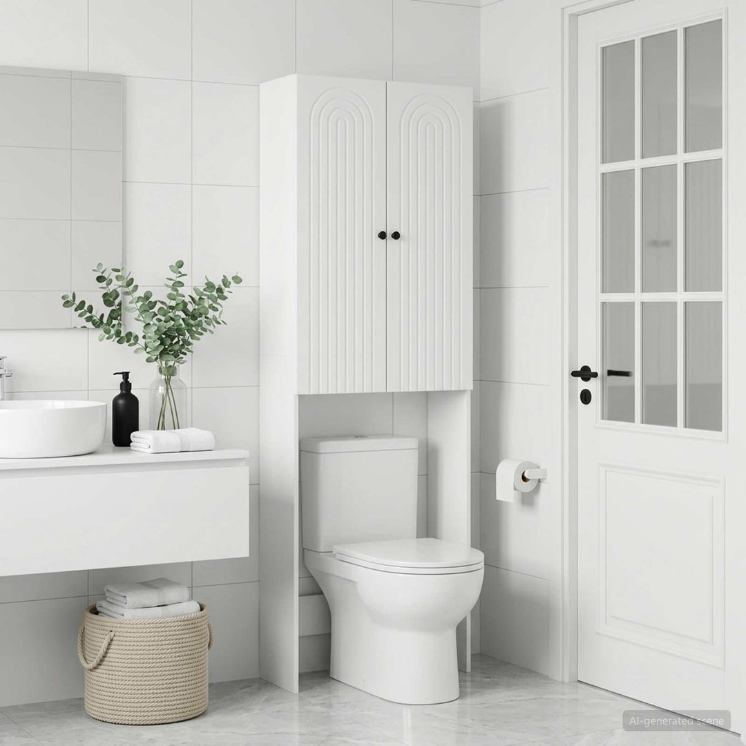 Toilet Skab ALKMAAR Hvid 66 x 25,5 x 190 cm Konstrueret træ