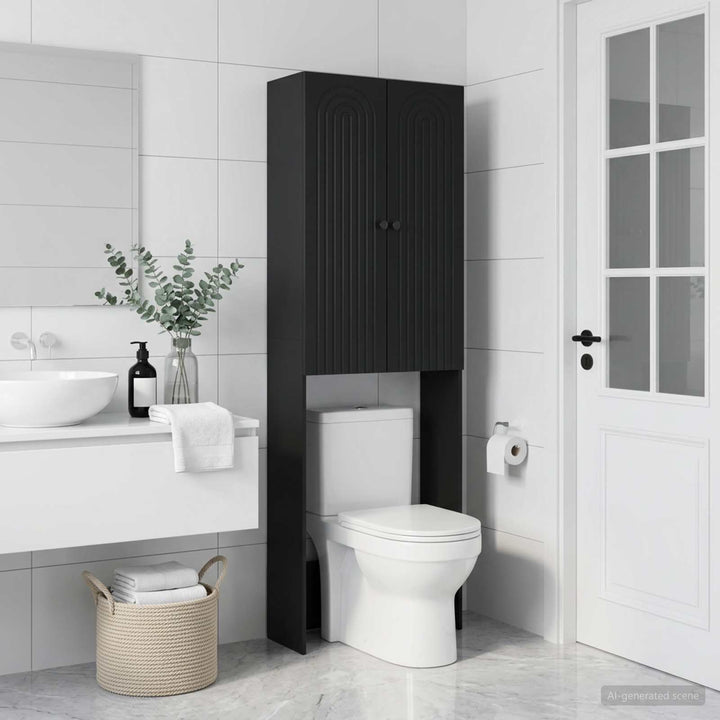 Toilet Skab ALKMAAR Sort 66 x 25,5 x 190 cm Konstrueret træ
