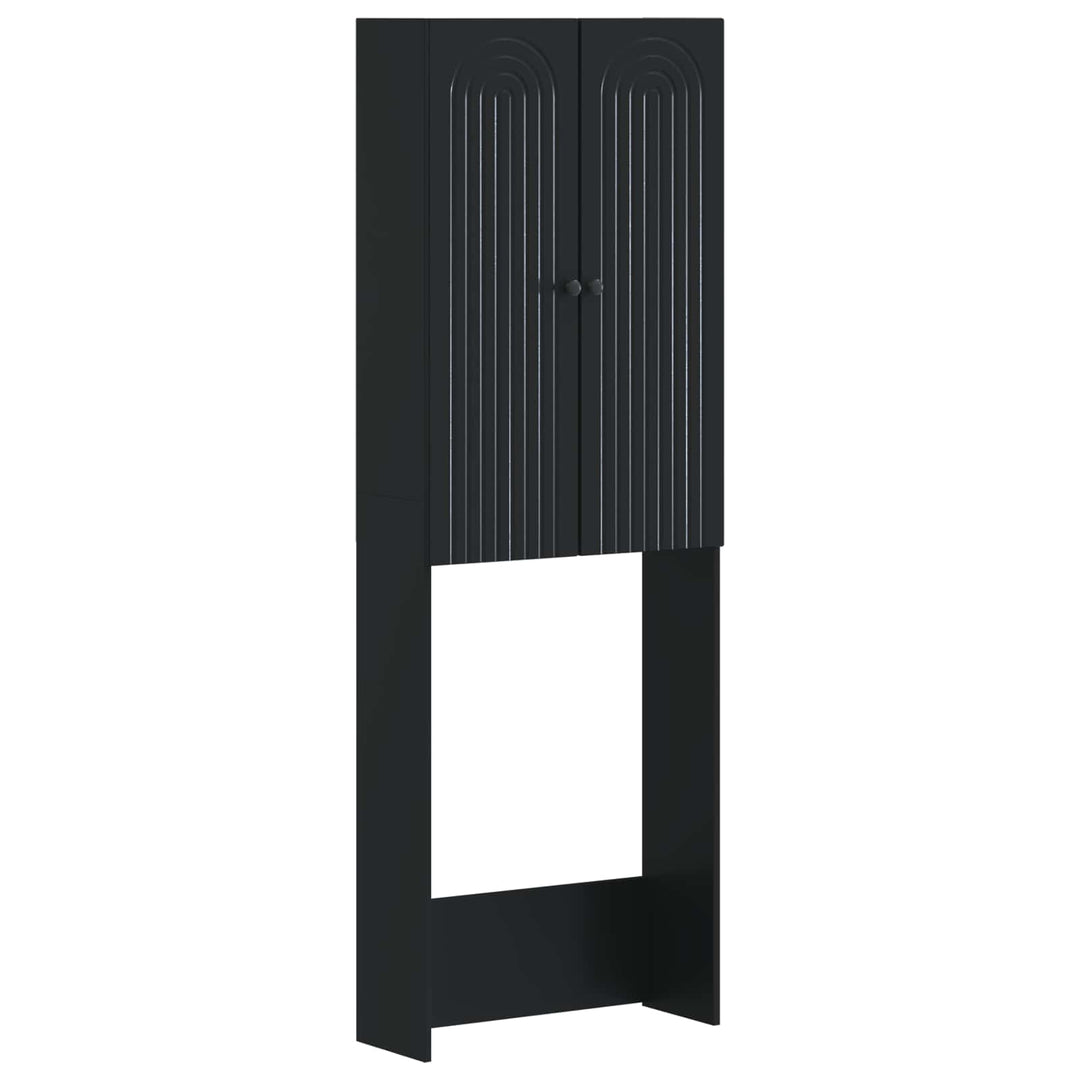 Toilet Skab ALKMAAR Sort 66 x 25,5 x 190 cm Konstrueret træ