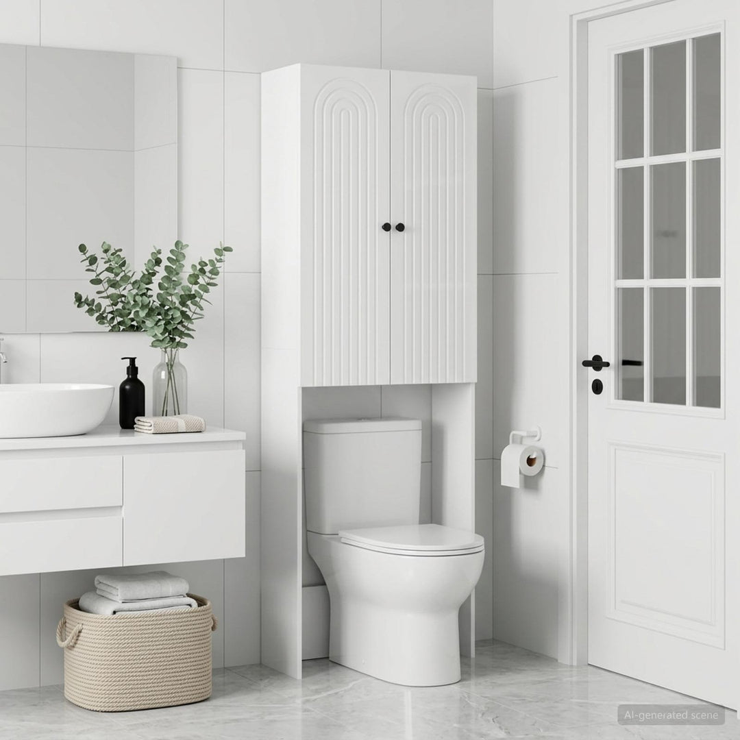 Toilet Skab ALKMAAR Hvid højglans 66 x 25,5 x 190 cm
