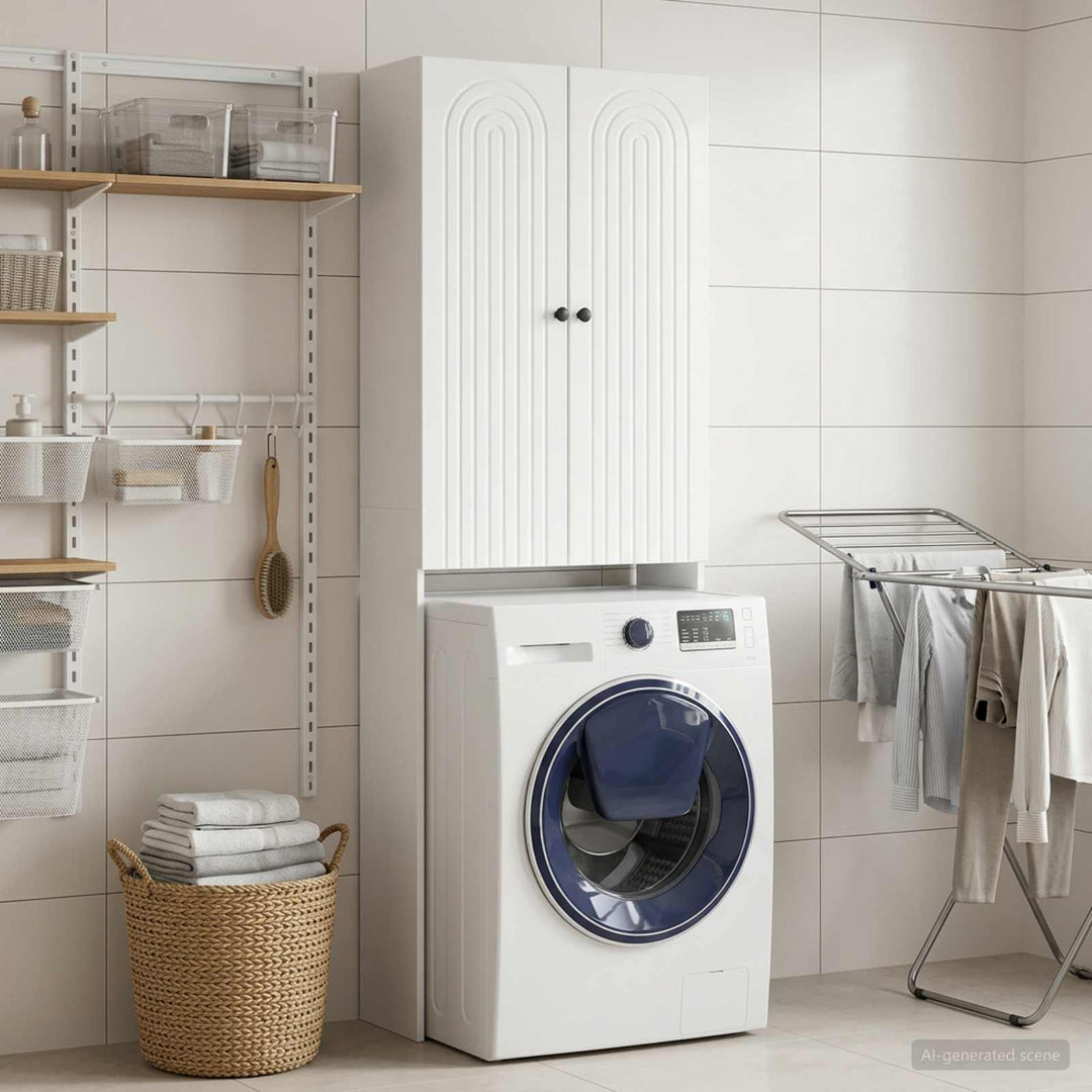 Toilet Skab ALKMAAR Hvid højglans 66 x 25,5 x 190 cm