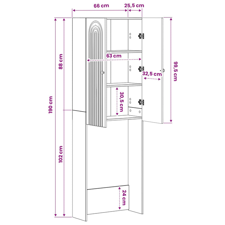 Toilet Skab ALKMAAR Grå Sonoma 66 x 25,5 x 190 cm
