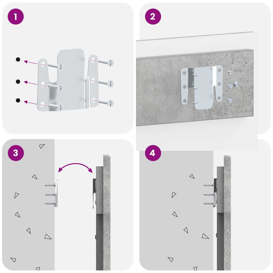 Væghængt hovedgærde ALKMAAR Betongrå Konstrueret træ