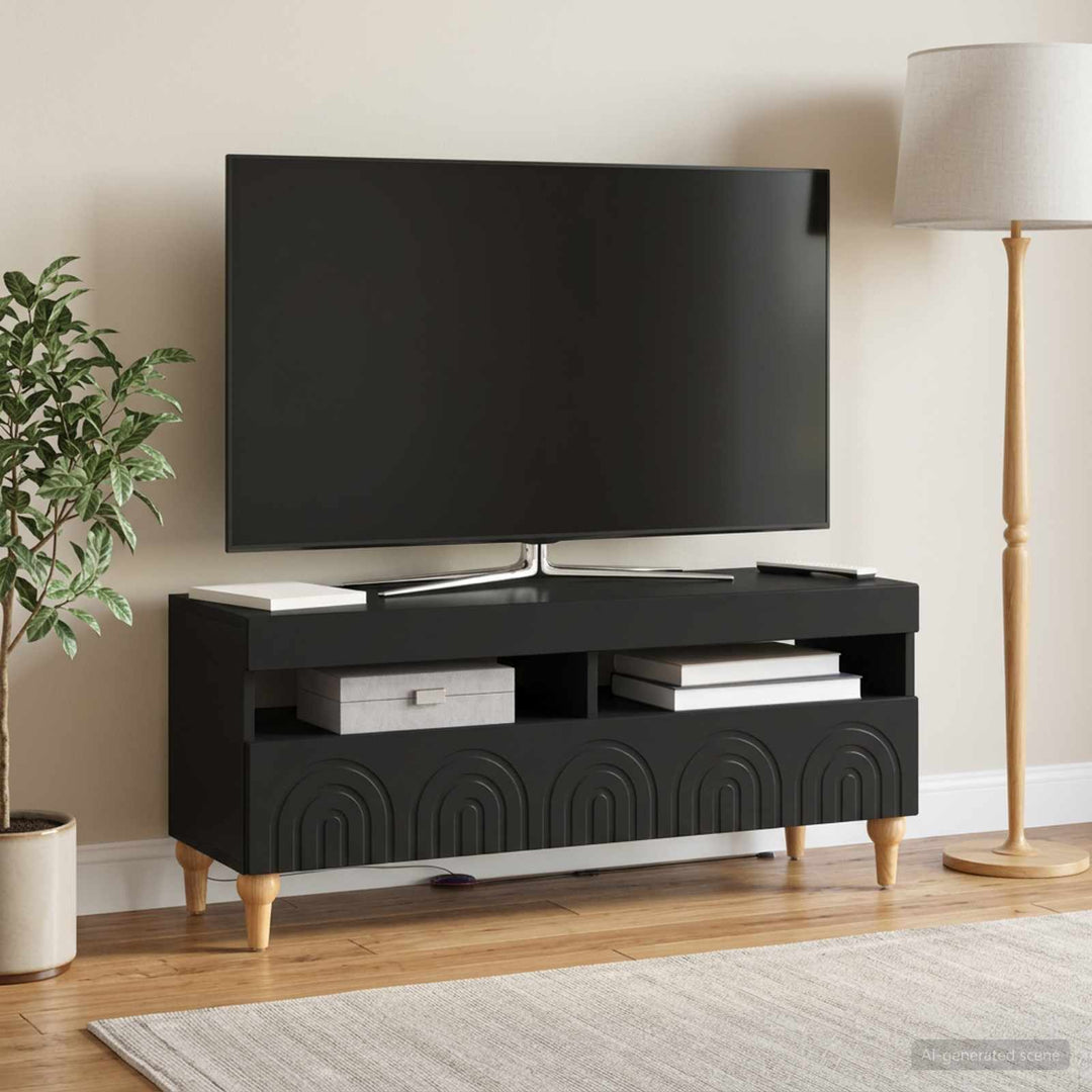LED TV-skab Sort Konstrueret træ