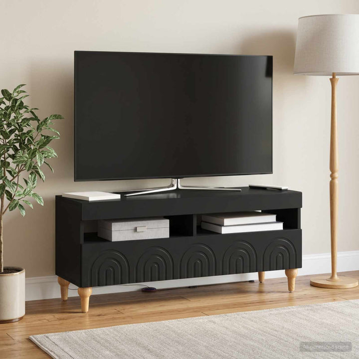 LED TV-skab Sort Konstrueret træ
