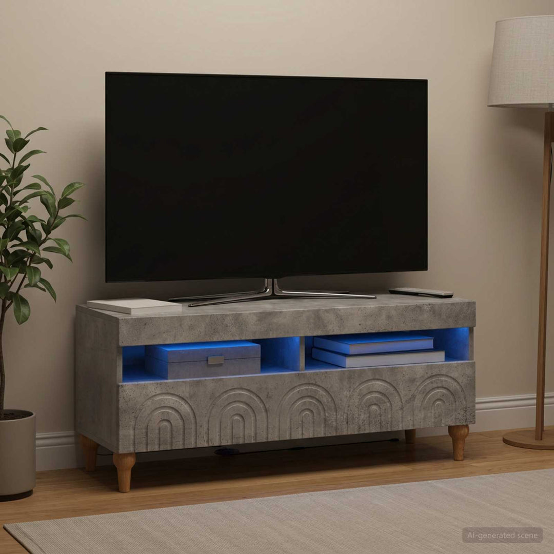 LED TV-skab Betongrå Konstrueret træ