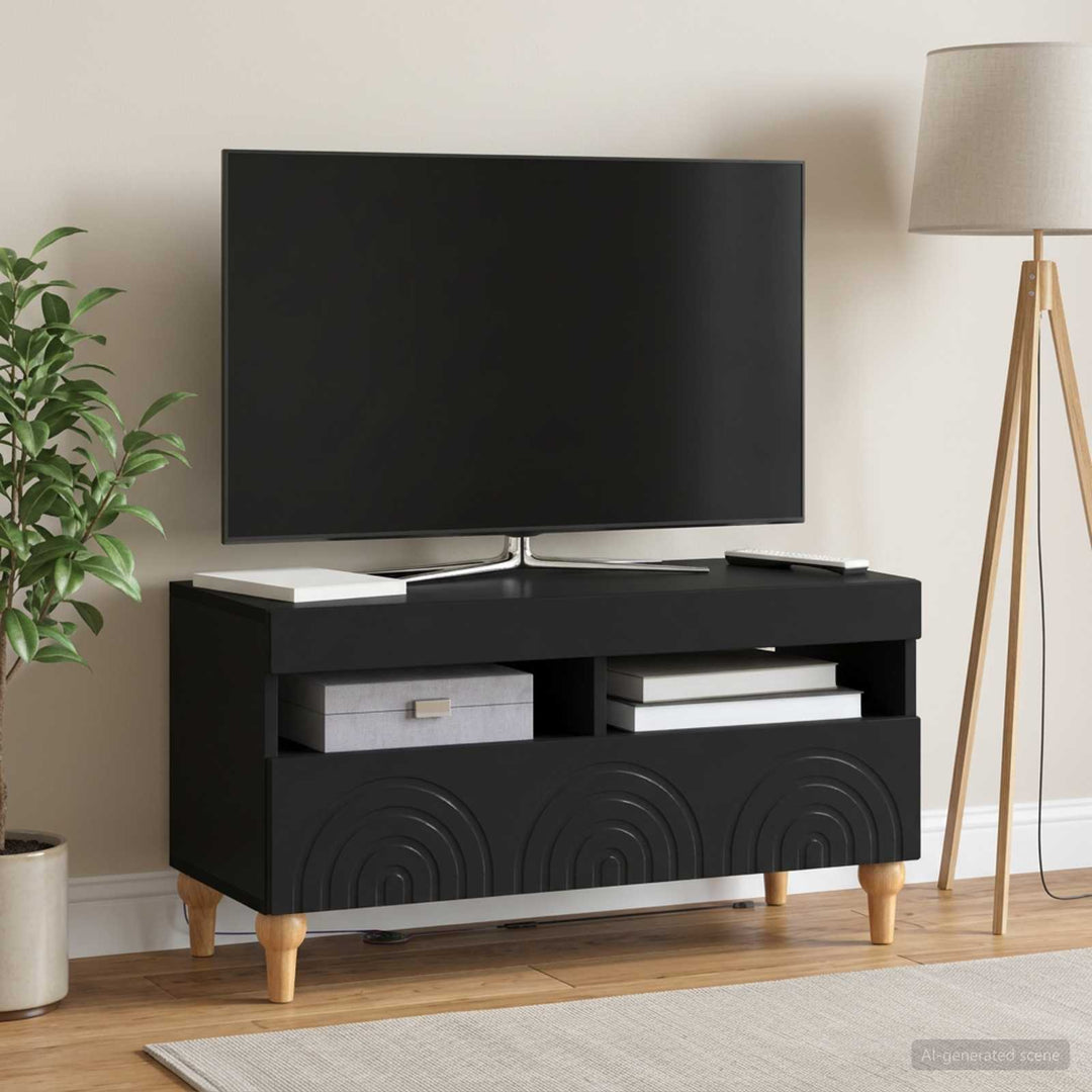 LED TV-skab Sort Konstrueret træ