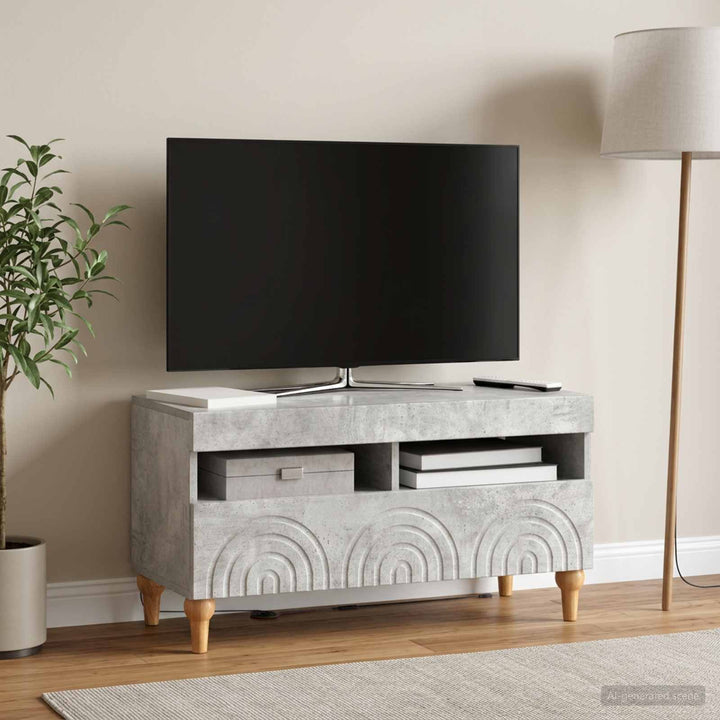 LED TV-skab Betongrå Konstrueret træ