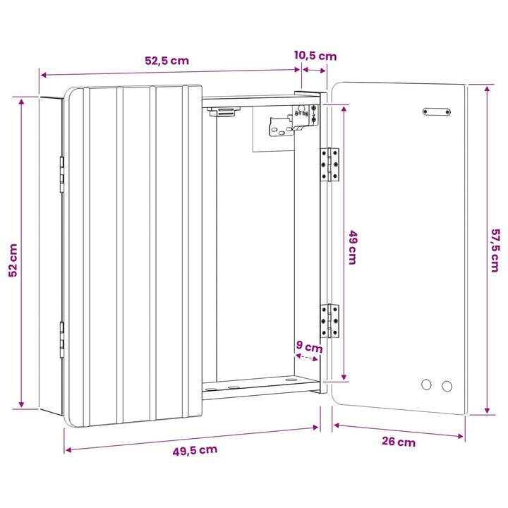 Dartboard Skab ZWOLLE Sonoma-eg 52,5 x 10,5 x 57,5 cm