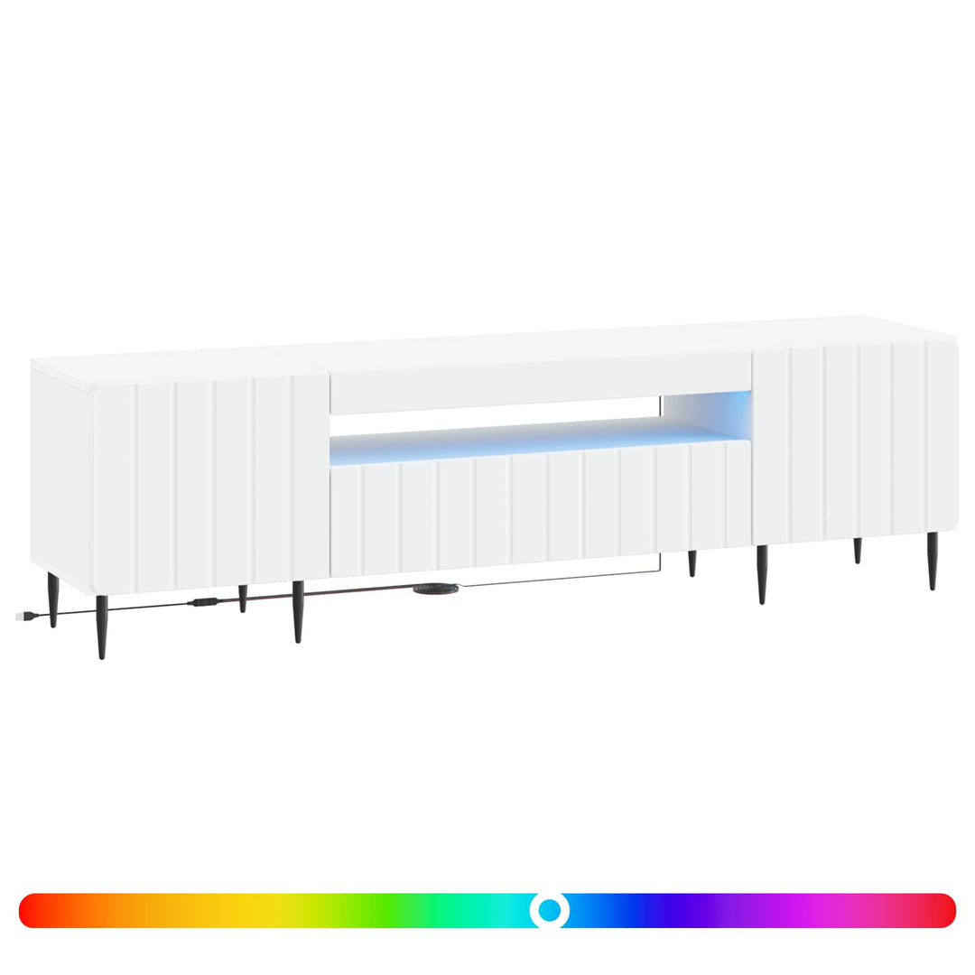 LED TV-skab Hvid Konstrueret træ