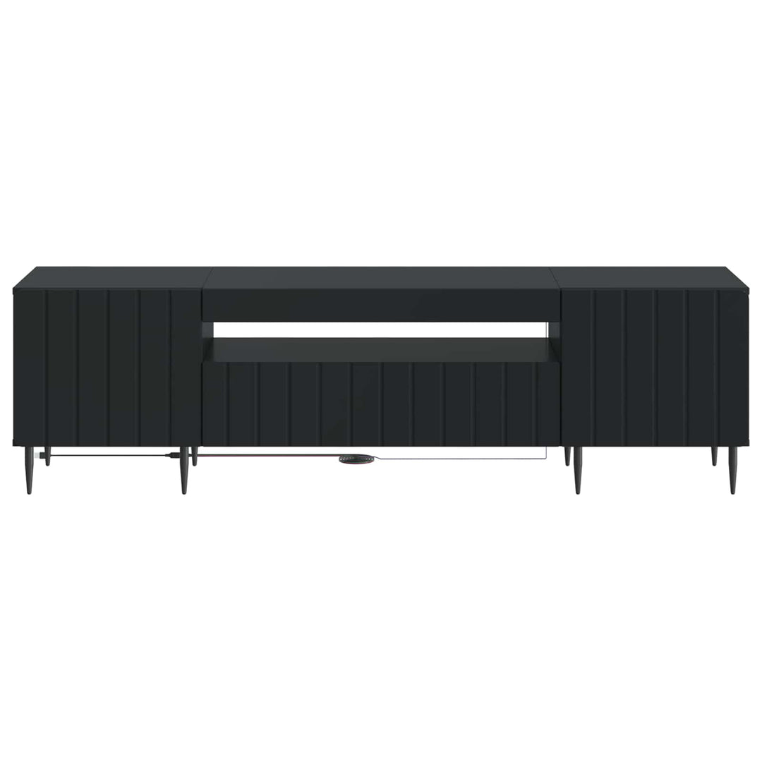 LED TV-skab Sort Konstrueret træ