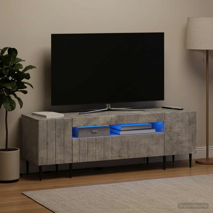 LED TV-skab Betongrå Konstrueret træ