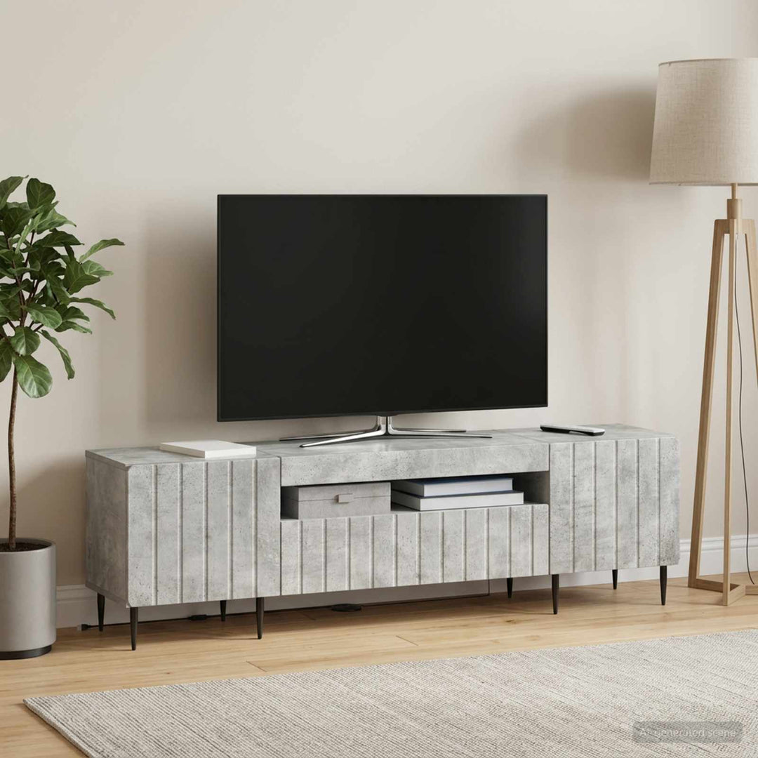 LED TV-skab Betongrå Konstrueret træ