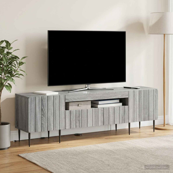 LED TV-skab Grå Sonoma Konstrueret træ