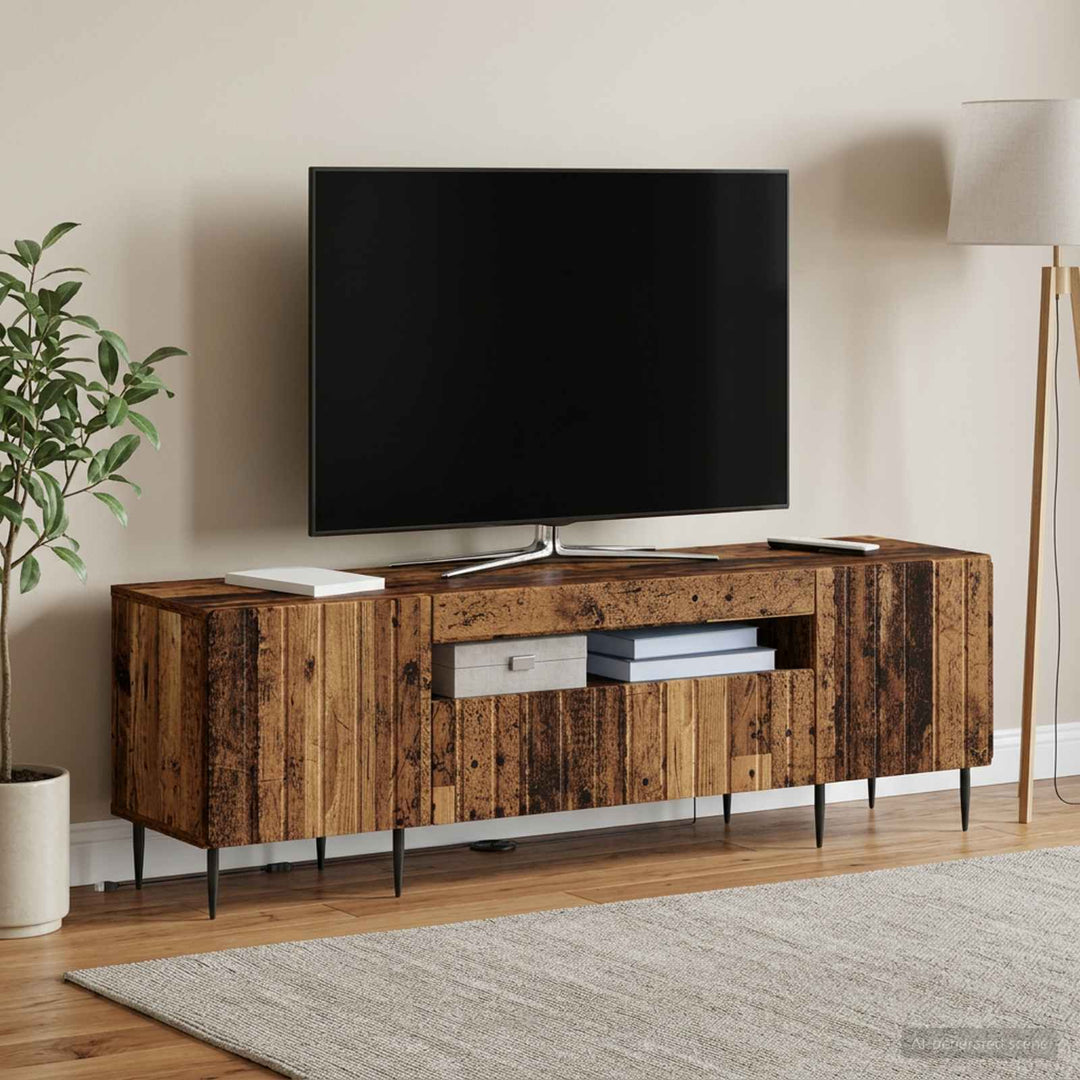 LED TV-skab Gammelt træ Konstrueret træ