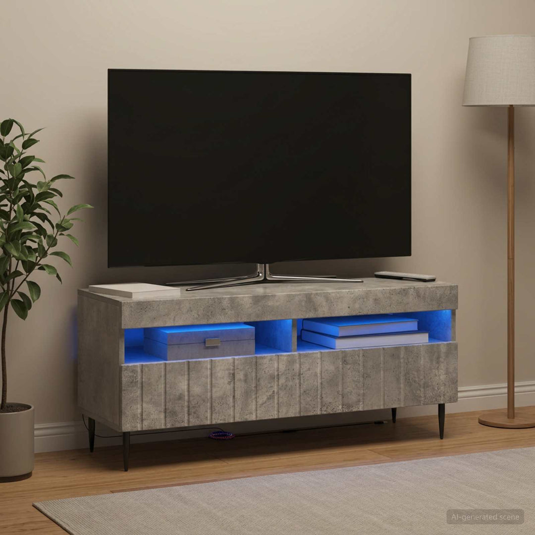 LED TV-skab Betongrå Konstrueret træ