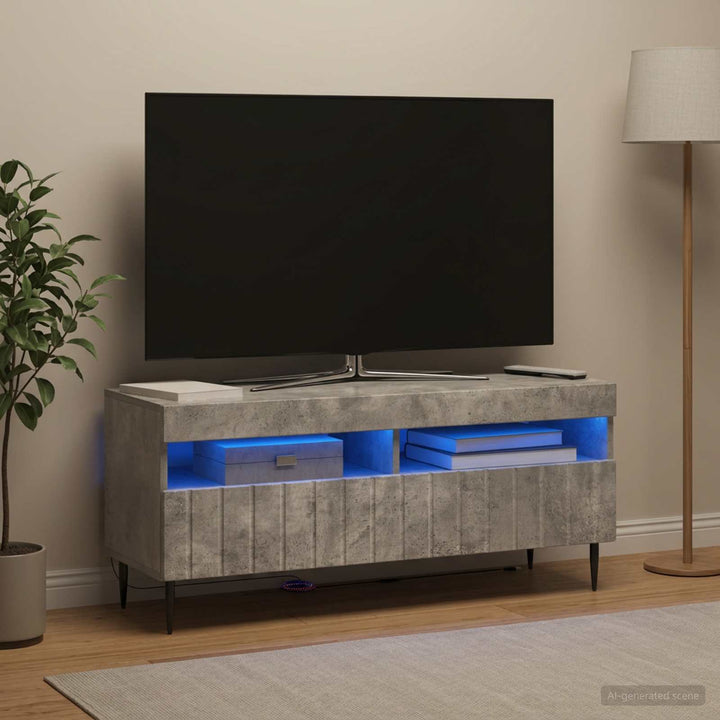 LED TV-skab Betongrå Konstrueret træ