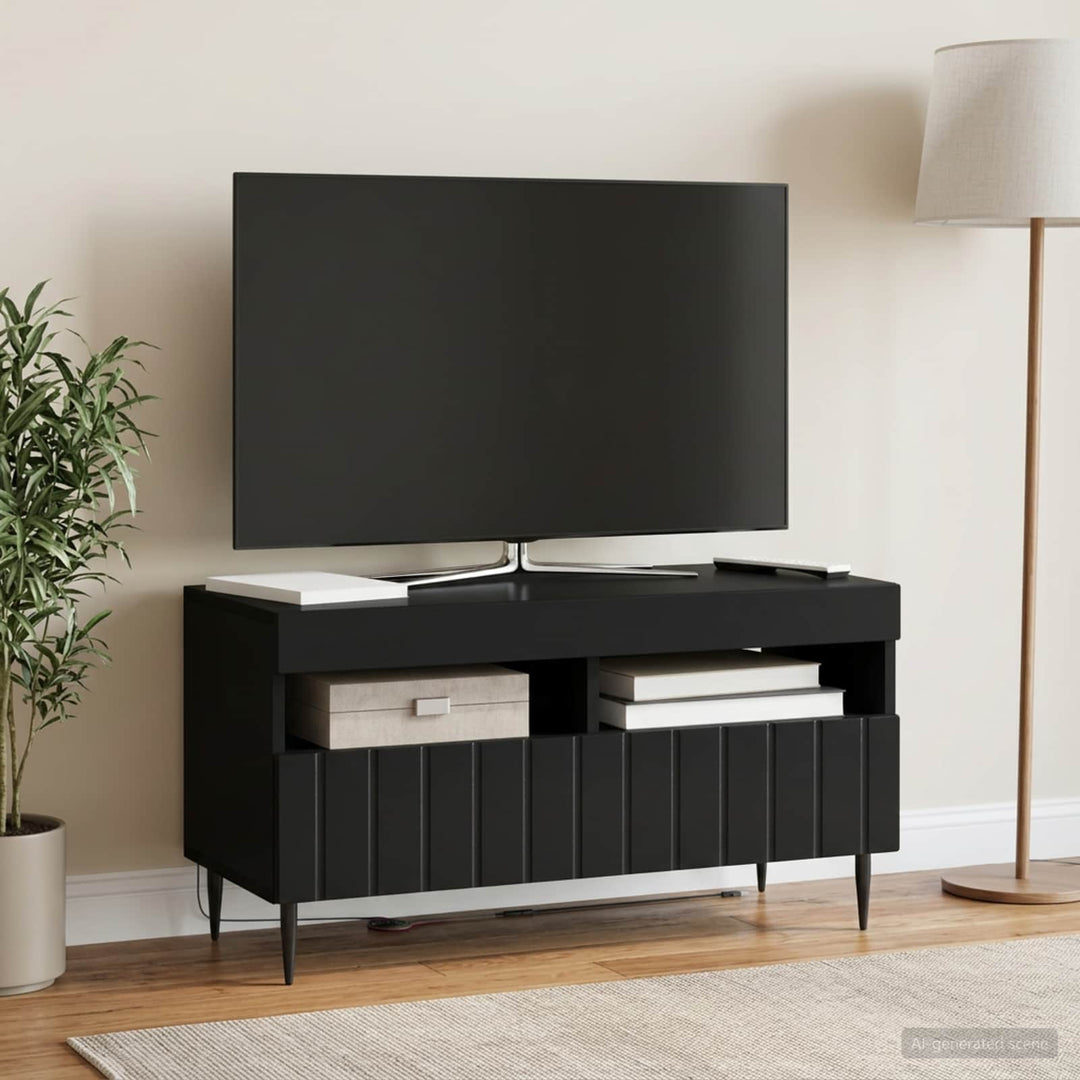 LED TV-skab Sort Konstrueret træ
