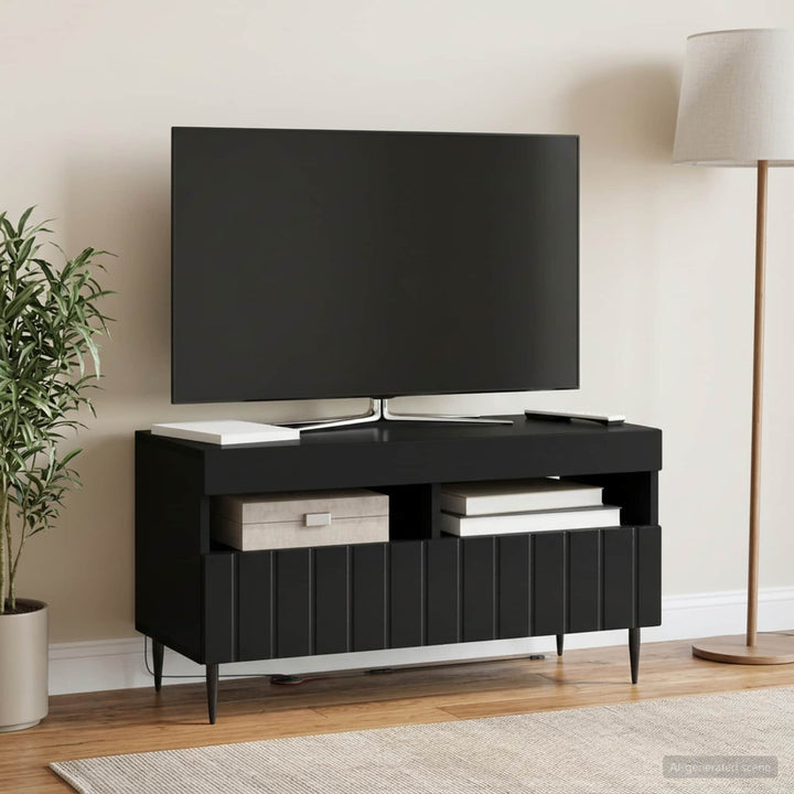 LED TV-skab Sort Konstrueret træ