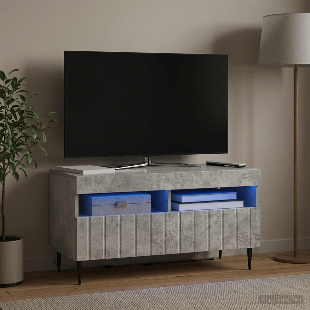 LED TV-skab Betongrå Konstrueret træ