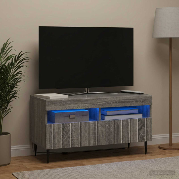 LED TV-skab Grå Sonoma Konstrueret træ