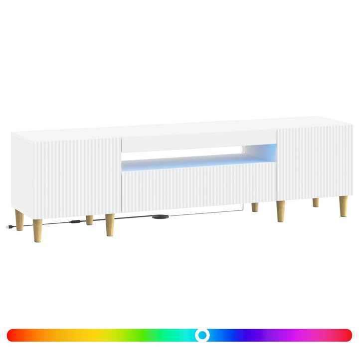 LED TV-skab Hvid Konstrueret træ