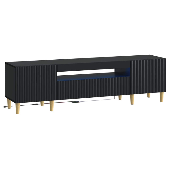 LED TV-skab Sort Konstrueret træ