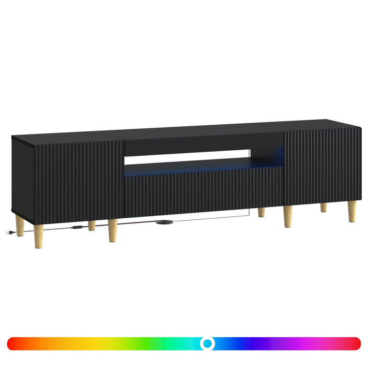 LED TV-skab Sort Konstrueret træ