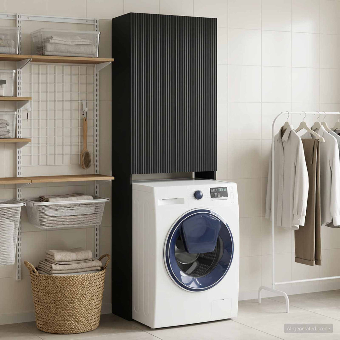 Toilet Skab ARNHEM Sort 66 x 25,5 x 190 cm Konstrueret træ