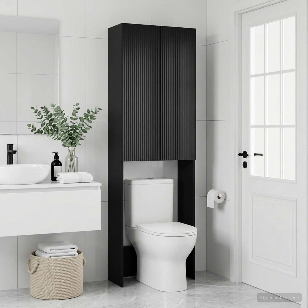 Toilet Skab ARNHEM Sort 66 x 25,5 x 190 cm Konstrueret træ