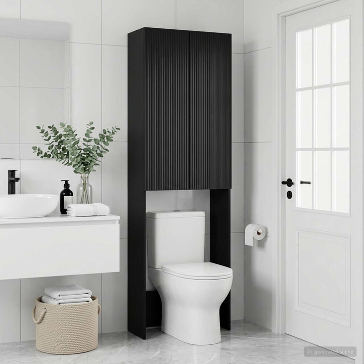 Toilet Skab ARNHEM Sort 66 x 25,5 x 190 cm Konstrueret træ