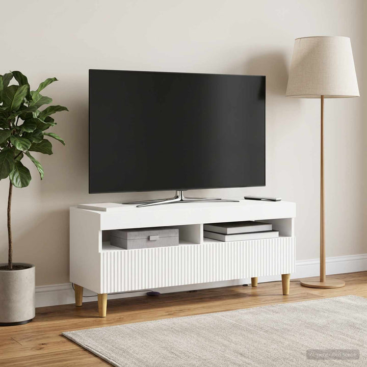 LED TV-skab Hvid Konstrueret træ