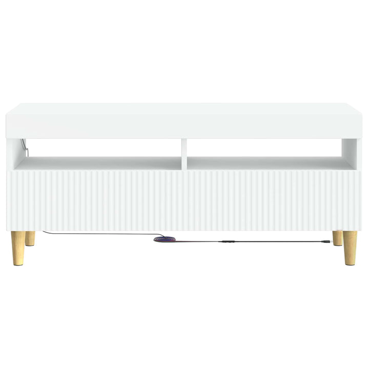 LED TV-skab Hvid Konstrueret træ