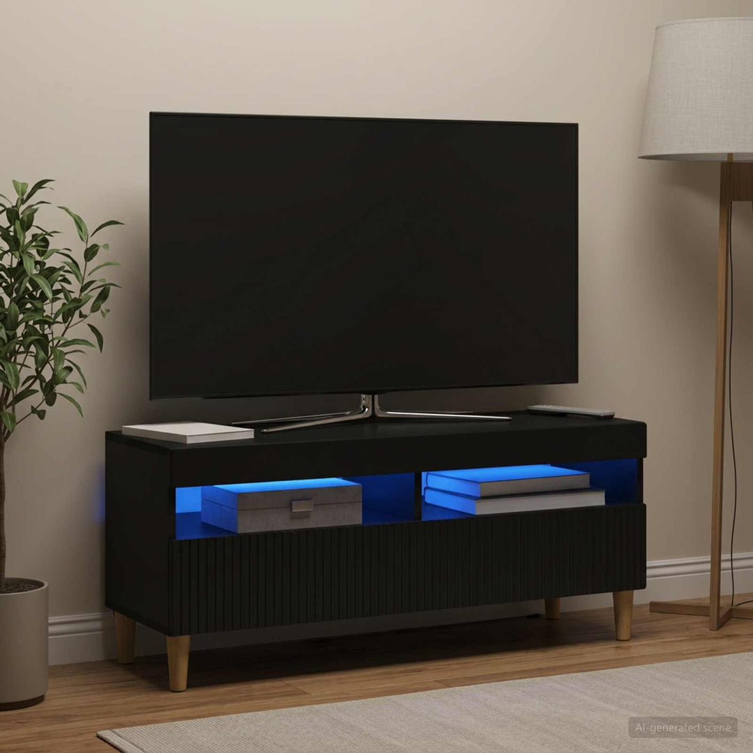 LED TV-skab Sort Konstrueret træ